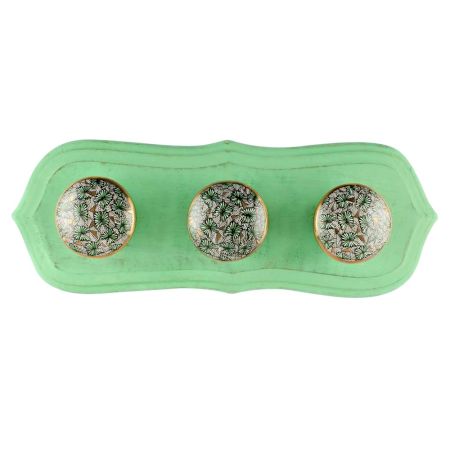 Green Butterfly Swarm Ceramic Wooden Hook